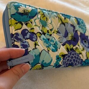 Vera Bradley Blue and Green Floral Quilted Wallet